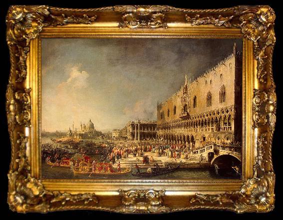 framed  Giovanni Antonio Canal Empfang eines franzosischen Gesandten in Venedig, ta009-2